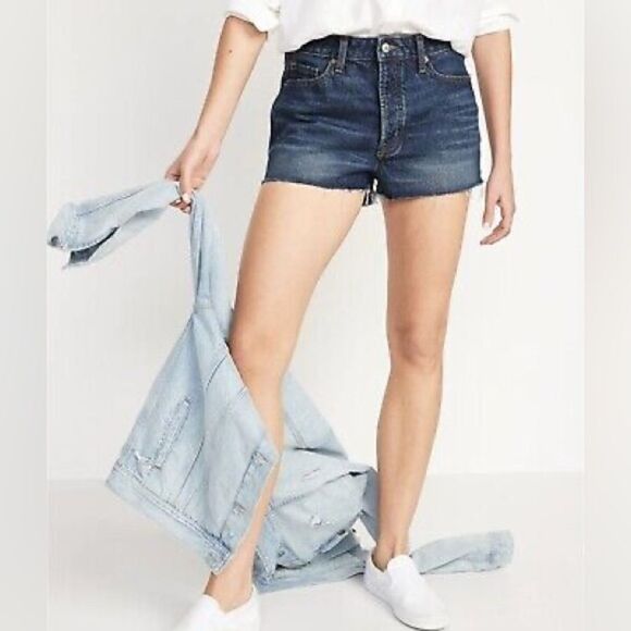 old navy higher high rise sky hi aline secret smooth pockets shorts Wyatt wash - Picture 1 of 11